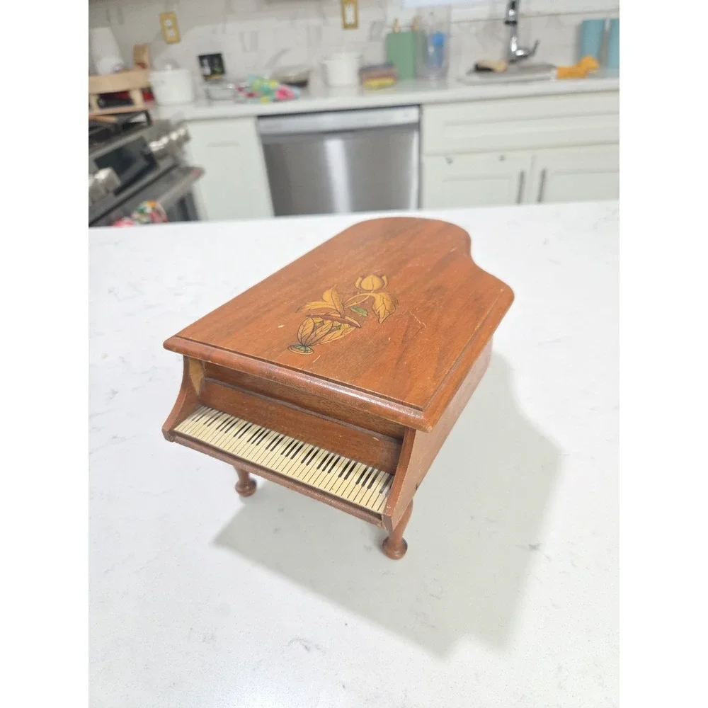 Vintage Swiss Grand Piano Music Box Music Southern Rose Working